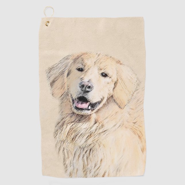 Serviette De Golf Peinture Golden Retriever - Joli art original chie (Devant)