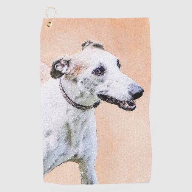 Serviette De Golf Peinture Greyhound - Cute Original Chien Art (Devant)