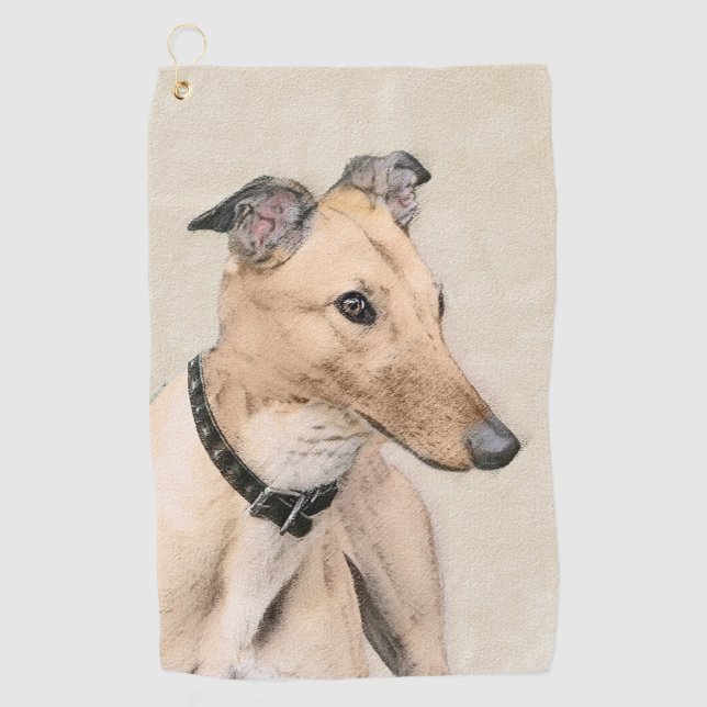 Serviette De Golf Peinture Greyhound - Cute Original Chien Art (Devant)