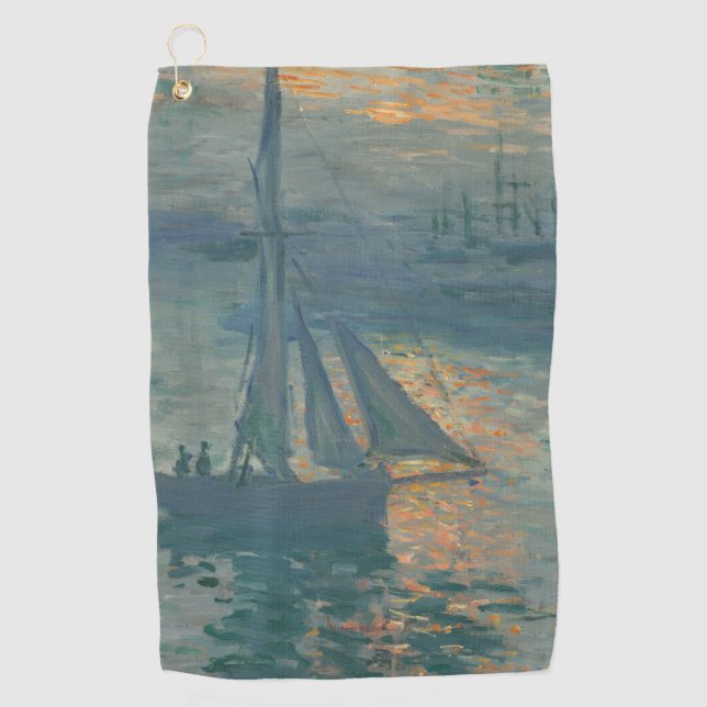Serviette De Golf Peinture impressionniste marine du lever de soleil (Devant)