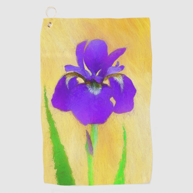 Serviette De Golf Peinture Iris à pois pourpre - Chien original mign (Devant)