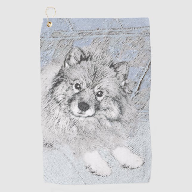Serviette De Golf Peinture Keeshond Beth - Joli art original chien (Devant)
