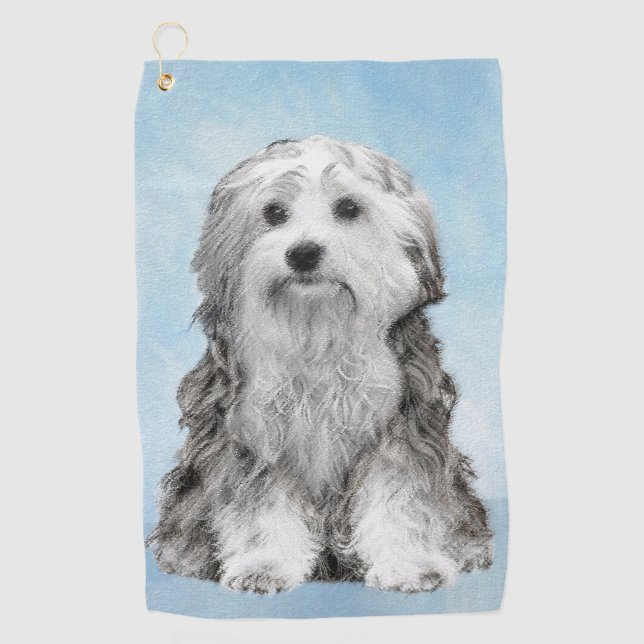 Serviette De Golf Peinture Lowchen - Cute Original Chien Art (Devant)