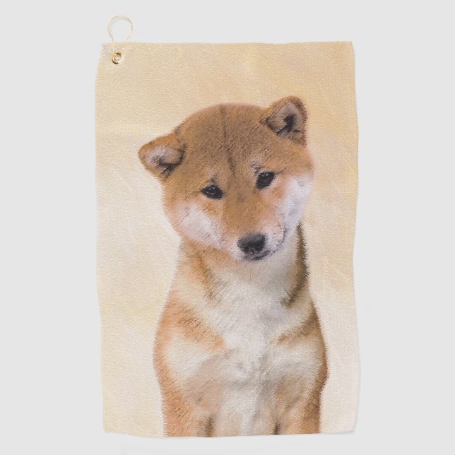 Serviette De Golf Peinture (rouge) de Shiba Inu - art original de (Devant)