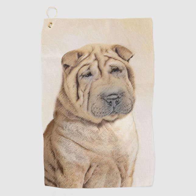 Serviette De Golf Peinture Shar Pei - Cute Original Chien Art (Devant)