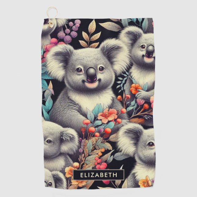 Serviette De Golf Peinture vintage Cute Koala (Devant)