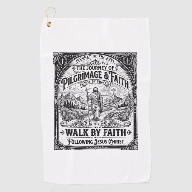 Serviette De Golf Pèlerinage de Jésus Chemin Saint Voyage (Devant)