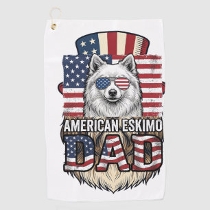 Serviette De Golf Père Esquimau Américain Patriotique Vintage Chien