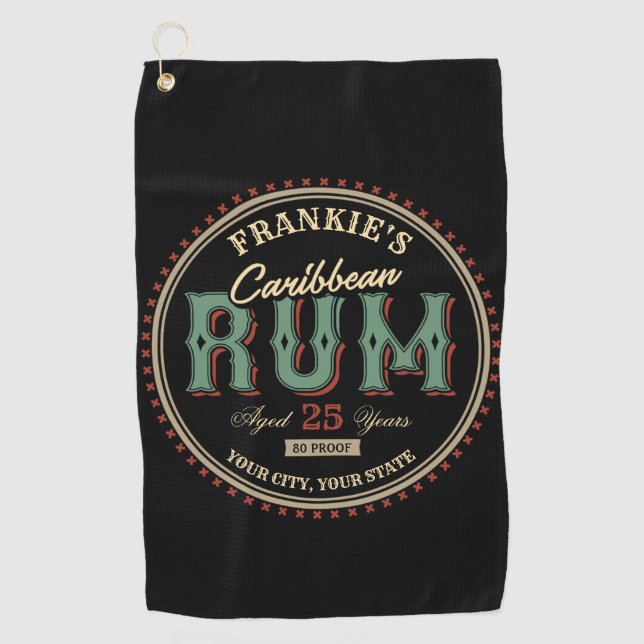 Serviette De Golf Personalized Caribbean Rum Liquor Bottle Label Bar (Devant)