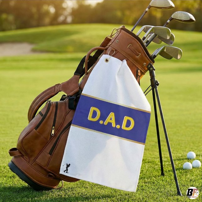 Serviette De Golf Personalized D.A.D Blue & Yellow Custom Father's D (Créateur téléchargé)