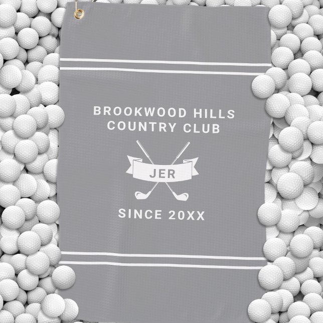 Serviette De Golf Personalized Golf Club Monogrammed Name Gray (Personalized Golf Club Name Gray Golf Towel)