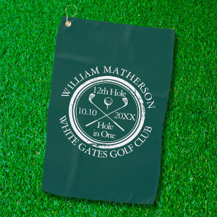 Serviette De Golf Personalized Hole in One Emerald Green