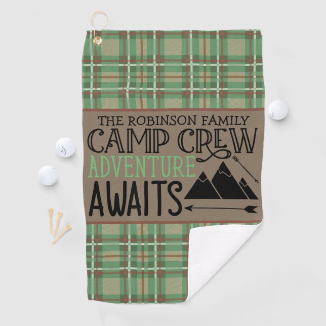 Serviette De Golf PERSONALIZED NAME Cabin Camping Adventure (En situation)