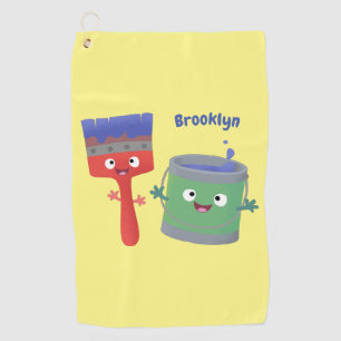 Serviette De Golf Personnages de peinture et de pinceau mignons