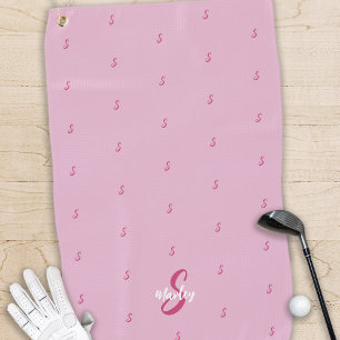 Serviette De Golf Personnalisé Dames Rose Nom Monogramme Initiale