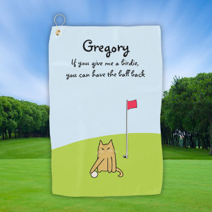 Serviette De Golf Personnalisé Drôle Cartoon Chat Plaisanterie Golf