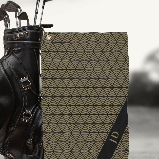 Serviette De Golf Personnalisé Elégant Golfer Monogramme (Custom Golf Towel for your favorite golf player. Monogrammed elegant. )