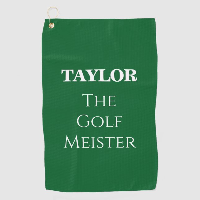 Serviette De Golf Personnalisé Funny Golf Meister Citation Vert (Devant)