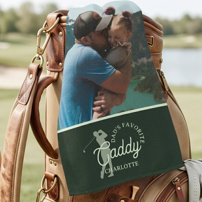 Serviette De Golf Personnalisé Golf Papa Favori Caddy Logo Head (Dad’s Favorite Caddy Photo Golf Towel)