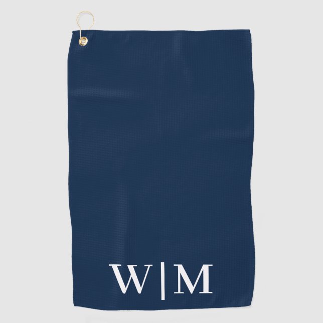 Serviette De Golf Personnalisé Marine bleu et blanc (Devant)