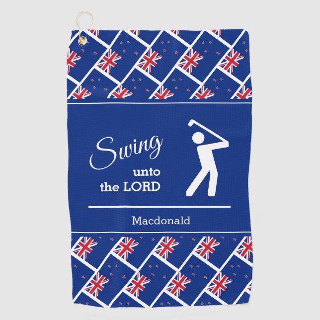 Serviette De Golf Personnalisé NOUVELLE-ZÉLANDE Chrétien Swing Au Se (Devant)