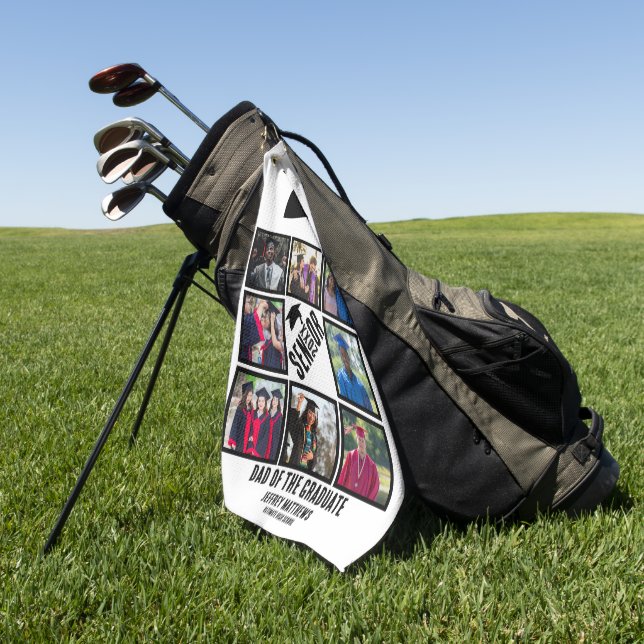 Serviette De Golf Personnalisé papa de l'étudiant principal 8 Photo  (Vert)