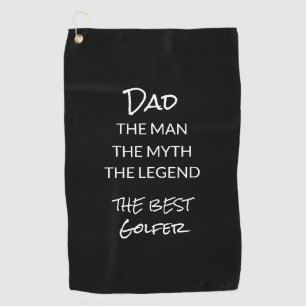 Serviette De Golf Personnalisé Papa Homme Mythe Légende Noir Blanc