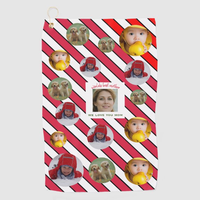 Serviette De Golf Personnalisé 🎄 quatre photos de vacances meilleur (Devant)