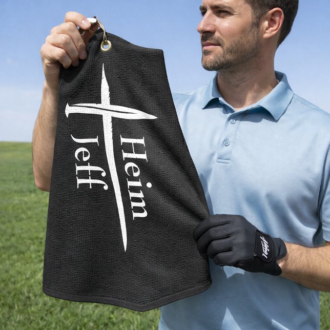 Serviette De Golf Personnalisé Trois clous Croix Blanche Christian (Créateur téléchargé)