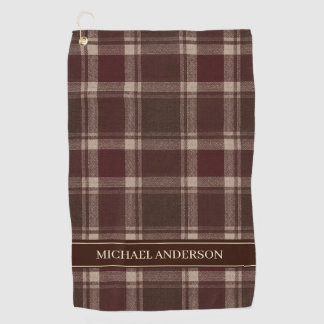 Serviette de golf personnalisée à carreaux burgund