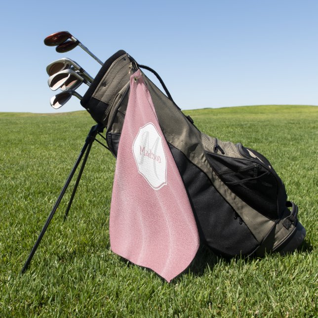Serviette de golf personnalisée avec le sable rose (Vert)