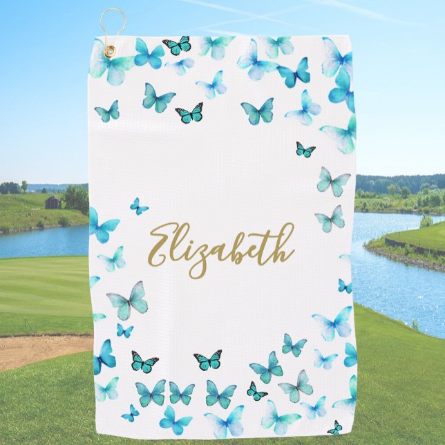 Serviette de golf personnalisée avec papillons sar (Créateur téléchargé)