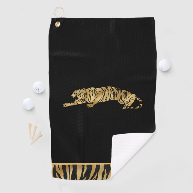 Serviette de golf personnalisée Black & Shimmery G (En situation)