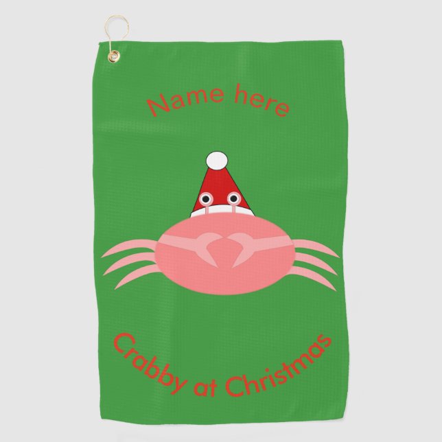 Serviette de golf personnalisée Crabe de Noël (Devant)