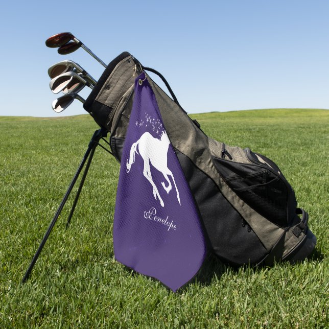 Serviette de golf personnalisée de Purple Unicorn (Vert)