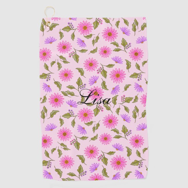 Serviette de golf personnalisée Fleur de marguerit (Devant)