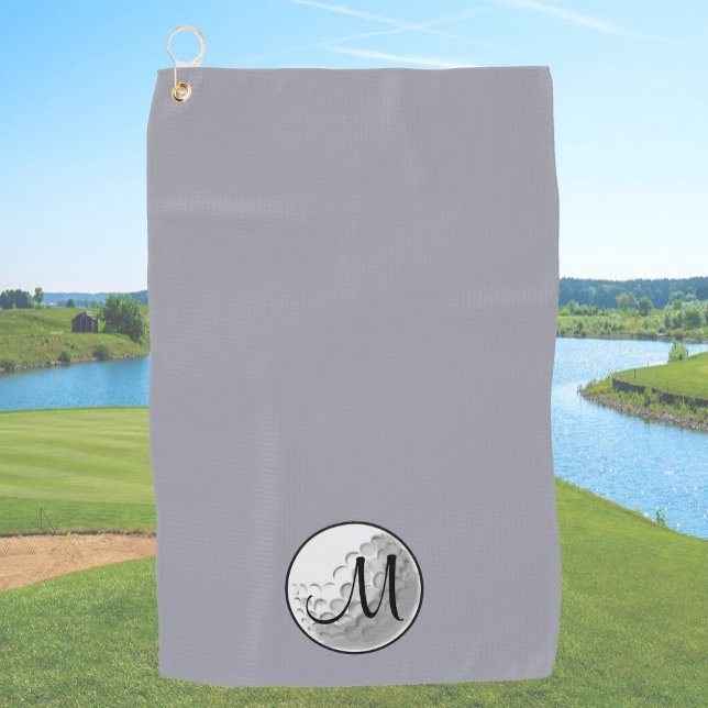 Serviette de golf personnalisée grise avec monogra (Créateur téléchargé)