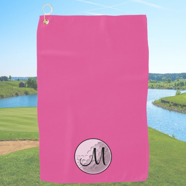 Serviette de golf personnalisée monogramme rose in (Créateur téléchargé)
