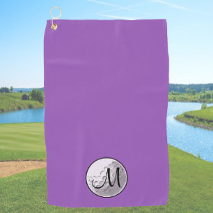 Serviette de golf personnalisée monogramme violet 