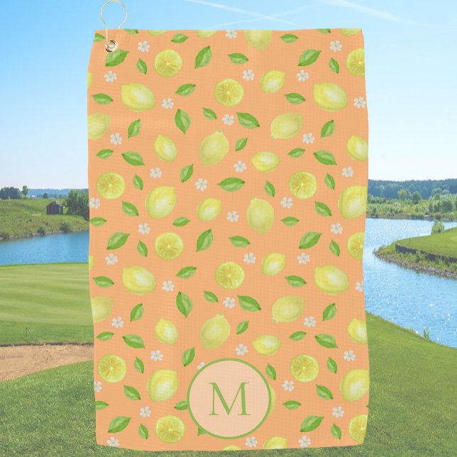 Serviette de golf personnalisée orange citrons jau (Créateur téléchargé)