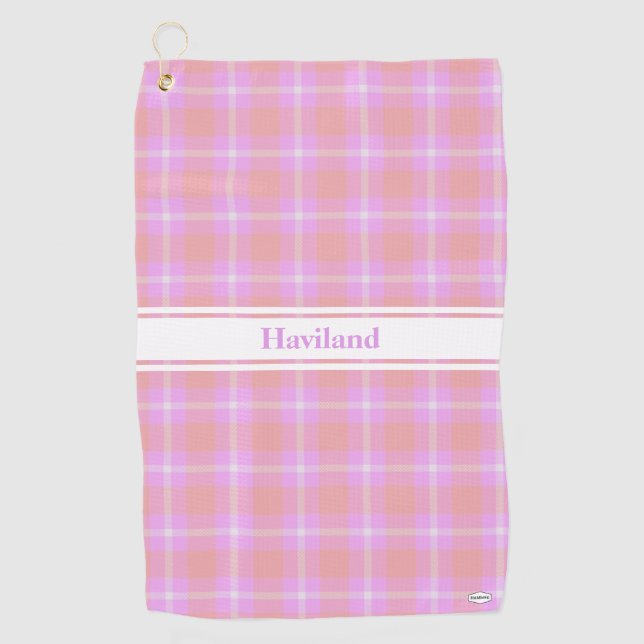 Serviette de golf personnalisée Plaid rose HAMbWG (Devant)