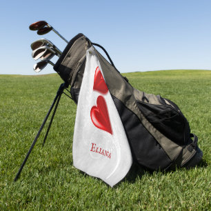 Serviette de golf personnalisée Red Hearts