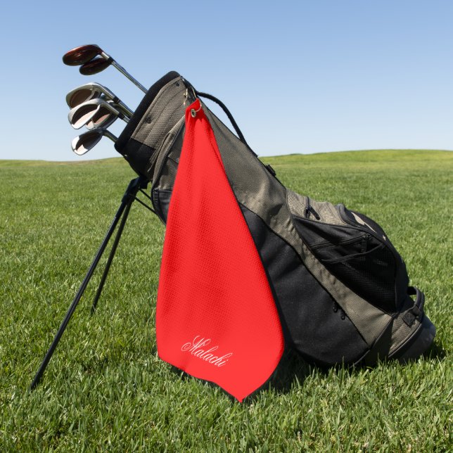 Serviette de golf personnalisée rouge avec nom per (Vert)