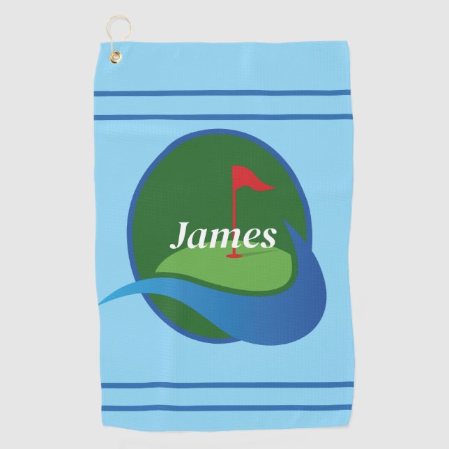 Serviette De Golf Personnaliser Bleu (Devant)