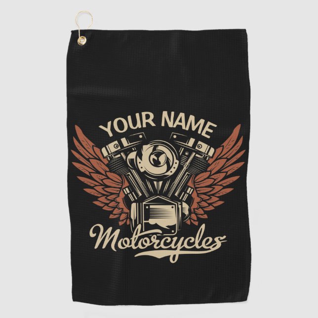 Serviette De Golf Personnaliser Motocyclettes Motocyclettes Garage (Devant)