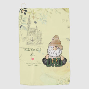 Serviette De Golf Personnaliser Papa Gnome   Green Vintage Papa Cade