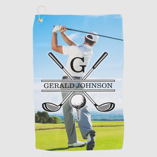 Serviette De Golf Personnalisez votre image Golf Monogramme Design (Devant)