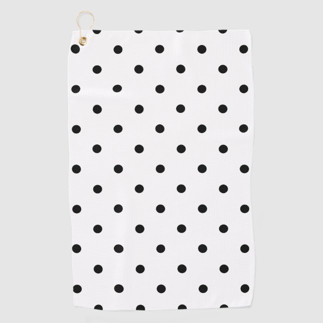 Serviette De Golf Petit motif de pois : Noir et blanc (Devant)