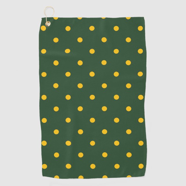 Serviette De Golf Petit Motif Pois : Vert et jaune (Devant)