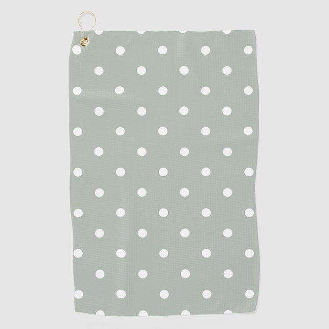 Serviette De Golf Petit Motif Pois : Vert sage (Devant)